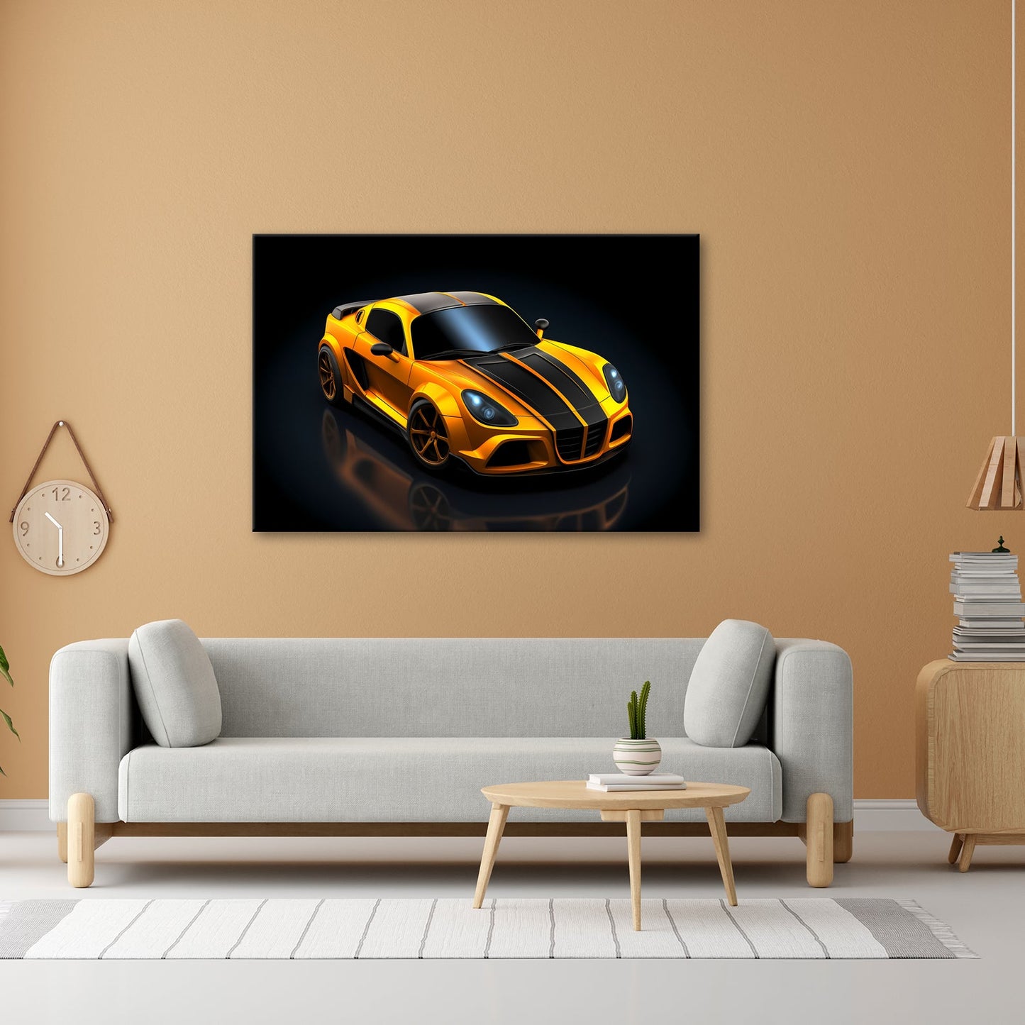 Leinwandbild Rennstreifen auf Karosserie XXL – Auto Wandbild Motorsport - deyoli