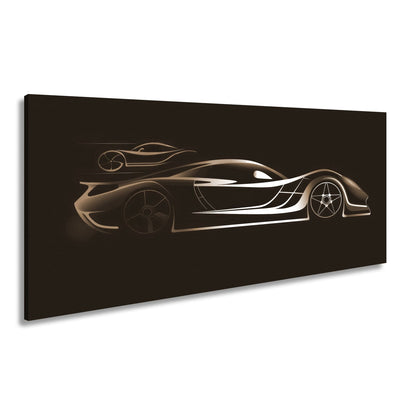 Leinwandbild Rennwagen Elegante Speed - Silhouette im strahlenden Neonlicht - deyoli