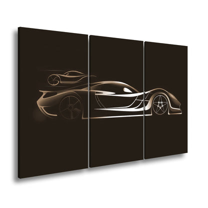 Leinwandbild Rennwagen Elegante Speed - Silhouette im strahlenden Neonlicht - deyoli