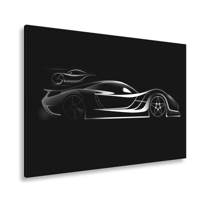 Leinwandbild Rennwagen Elegante Speed - Silhouette im strahlenden Neonlicht - deyoli