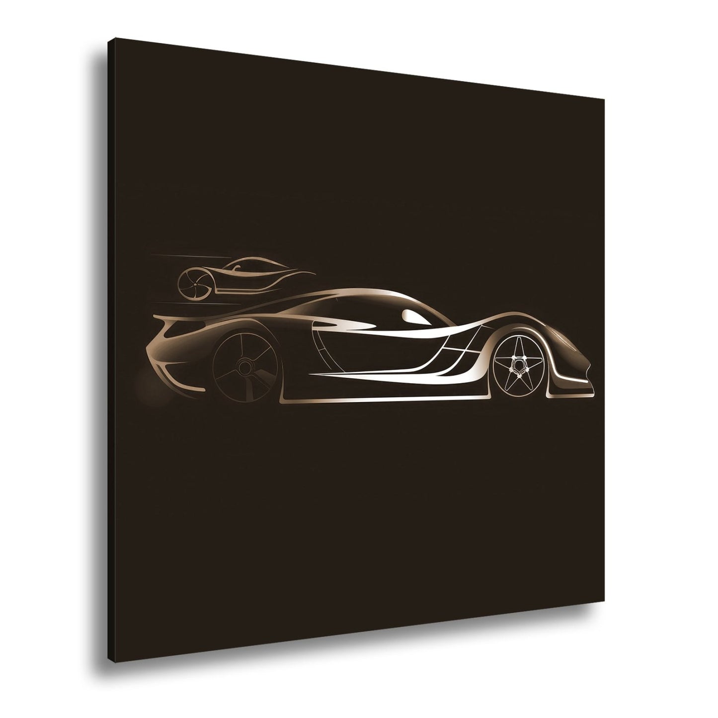 Leinwandbild Rennwagen Elegante Speed - Silhouette im strahlenden Neonlicht - deyoli