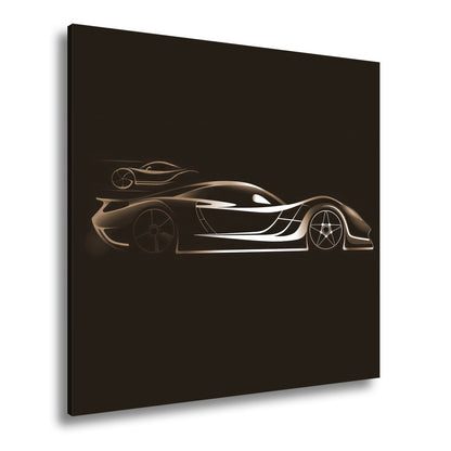 Leinwandbild Rennwagen Elegante Speed - Silhouette im strahlenden Neonlicht - deyoli