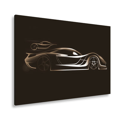 Leinwandbild Rennwagen Elegante Speed - Silhouette im strahlenden Neonlicht - deyoli