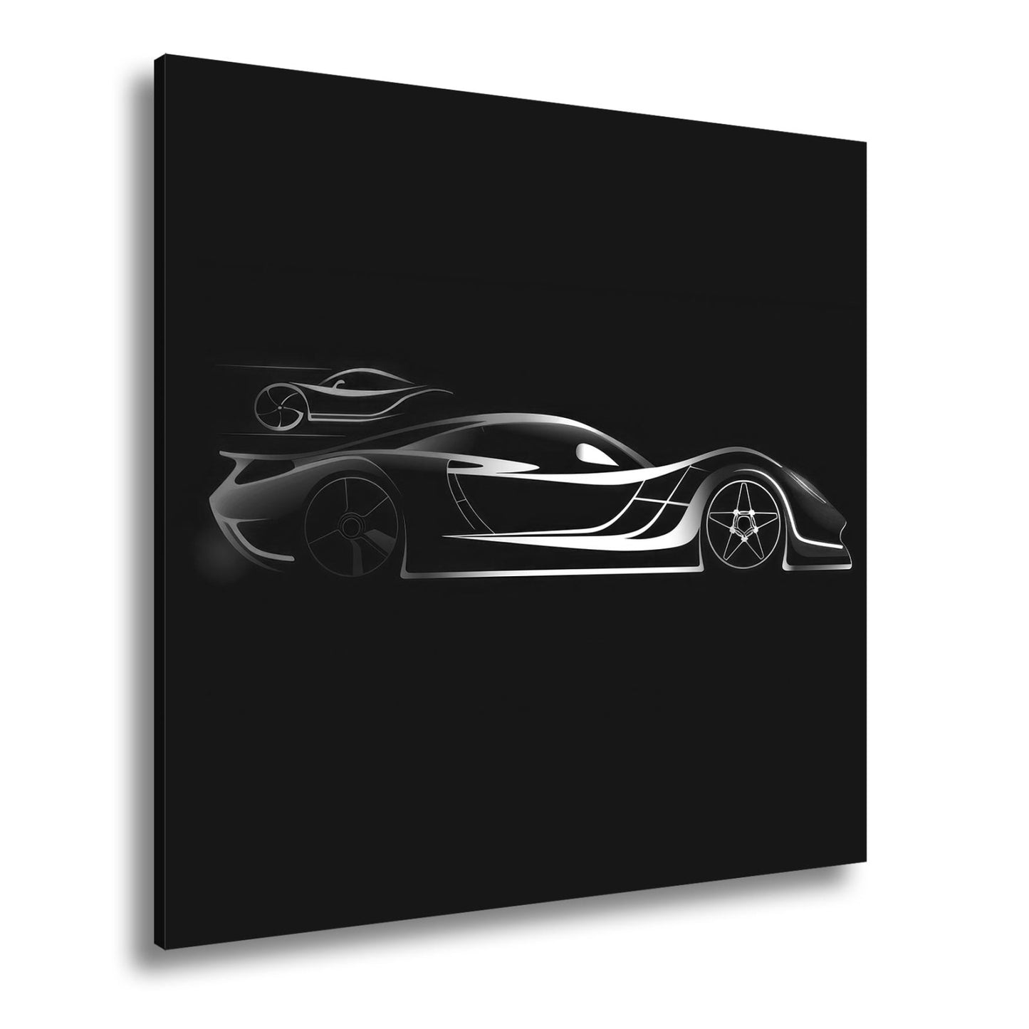 Leinwandbild Rennwagen Elegante Speed - Silhouette im strahlenden Neonlicht - deyoli