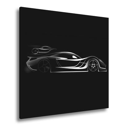 Leinwandbild Rennwagen Elegante Speed - Silhouette im strahlenden Neonlicht - deyoli