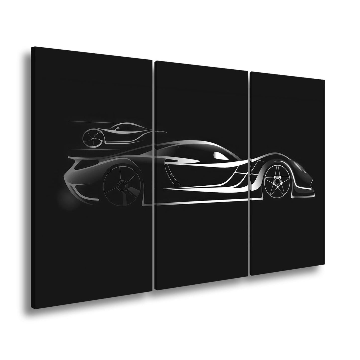 Leinwandbild Rennwagen Elegante Speed - Silhouette im strahlenden Neonlicht - deyoli