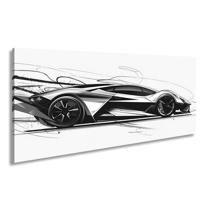 Leinwandbild Rennwagen Futuristische Dynamik in scharfen Linien und Neonenergie - deyoli