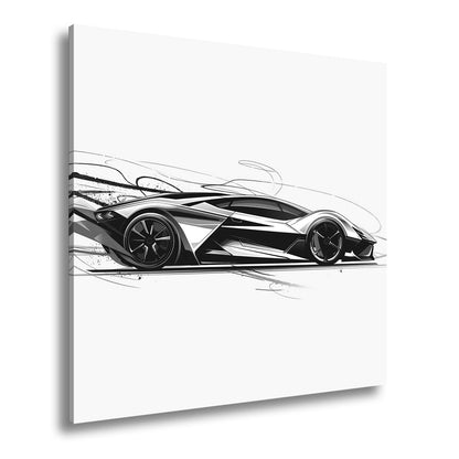 Leinwandbild Rennwagen Futuristische Dynamik in scharfen Linien und Neonenergie - deyoli