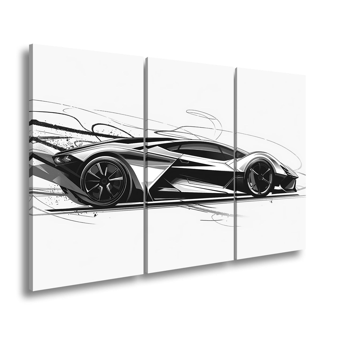 Leinwandbild Rennwagen Futuristische Dynamik in scharfen Linien und Neonenergie - deyoli