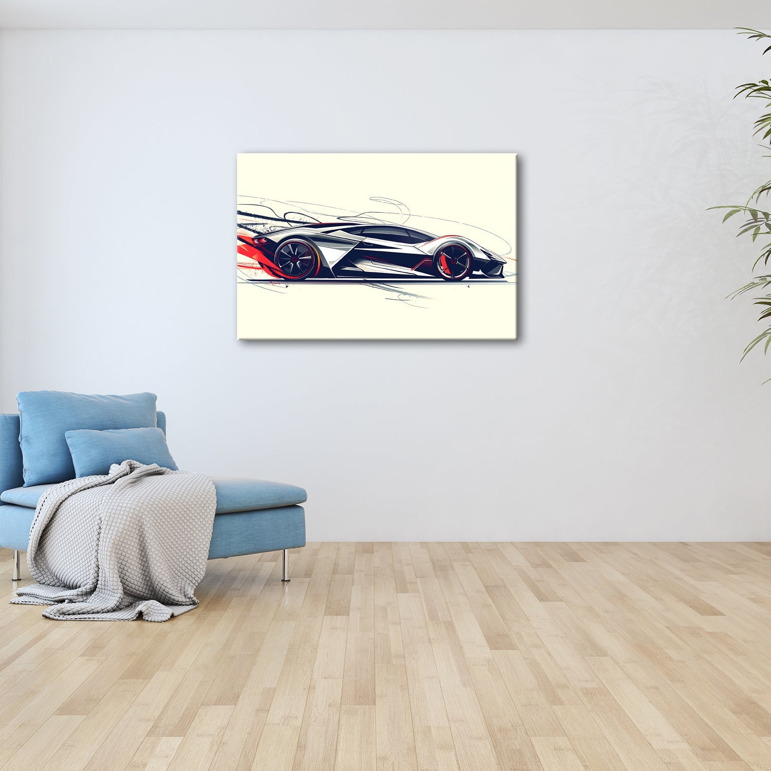 Leinwandbild Rennwagen Futuristische Dynamik in scharfen Linien und Neonenergie - deyoli