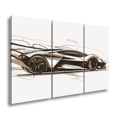Leinwandbild Rennwagen Futuristische Dynamik in scharfen Linien und Neonenergie - deyoli