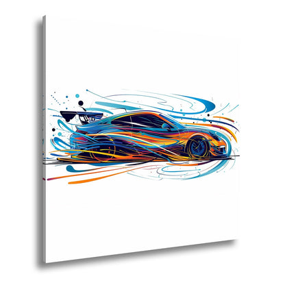 Leinwandbild Rennwagen XXL – Farbexplosion & Geschwindigkeit als Kunstwerk - deyoli