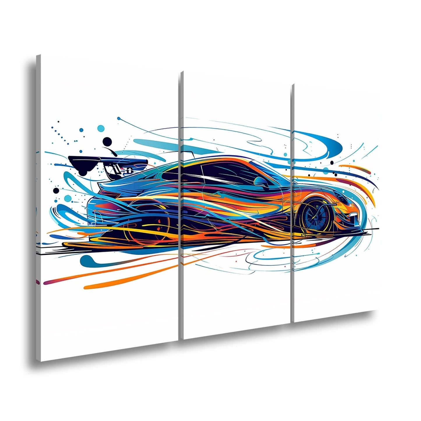 Leinwandbild Rennwagen XXL – Farbexplosion & Geschwindigkeit als Kunstwerk - deyoli