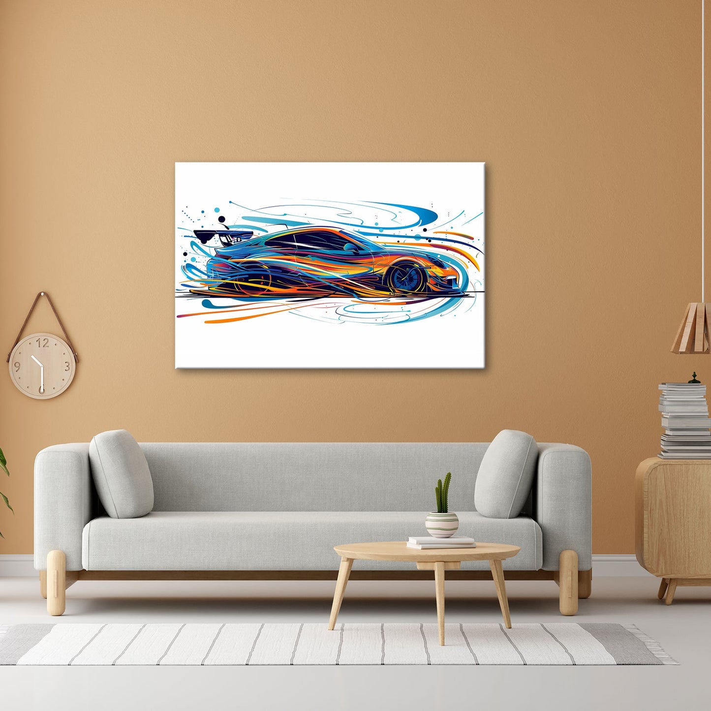 Leinwandbild Rennwagen XXL – Farbexplosion & Geschwindigkeit als Kunstwerk - deyoli