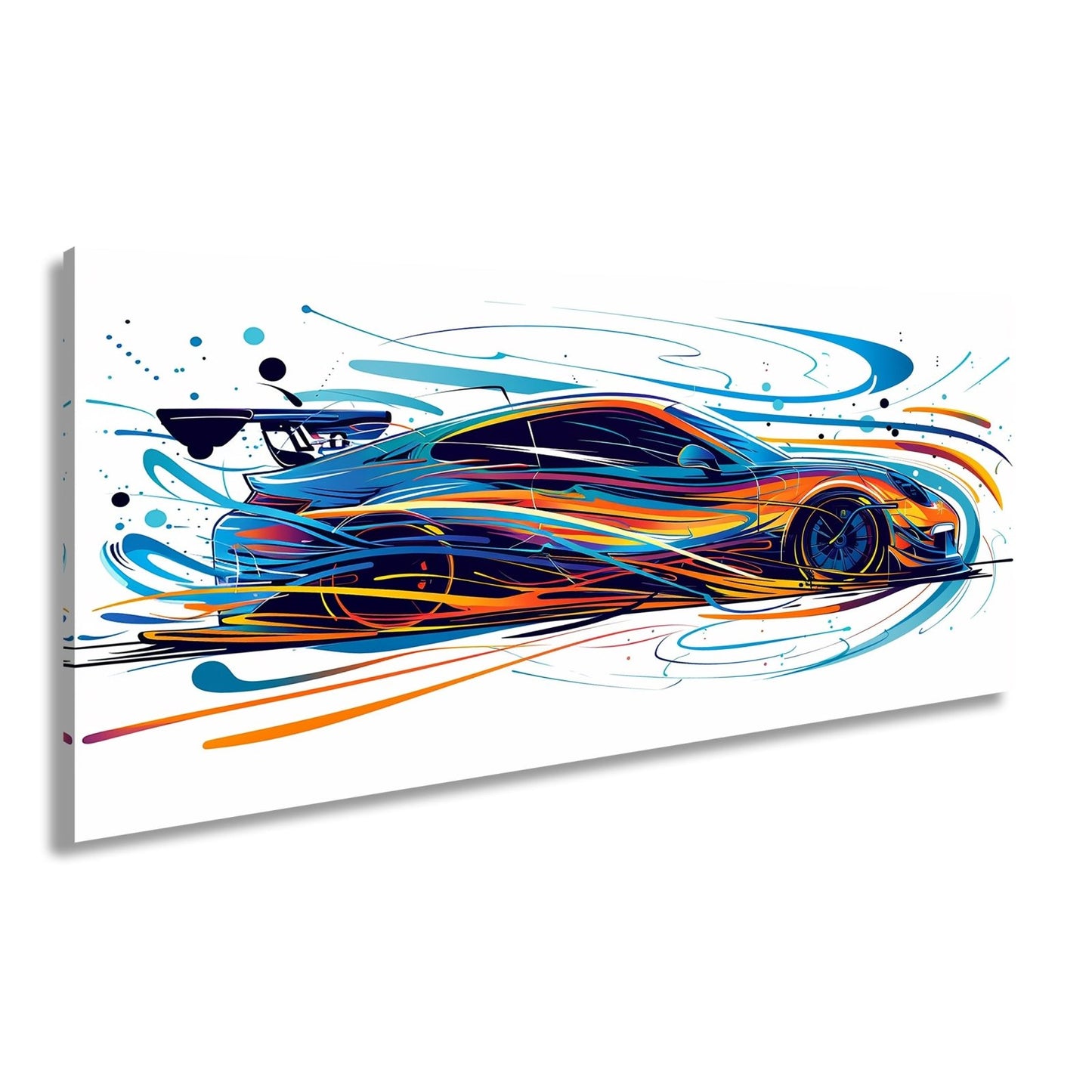 Leinwandbild Rennwagen XXL – Farbexplosion & Geschwindigkeit als Kunstwerk - deyoli