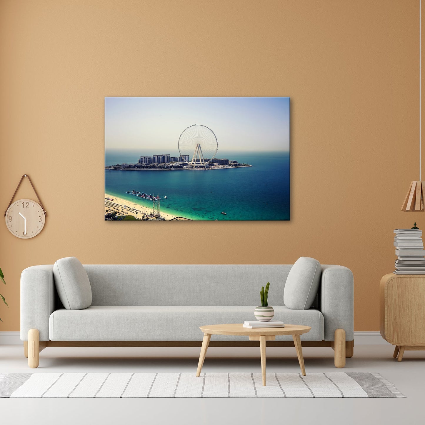 Leinwandbild Riesenrad XXL – Über türkisblauem Meer mit Küstencharme - deyoli
