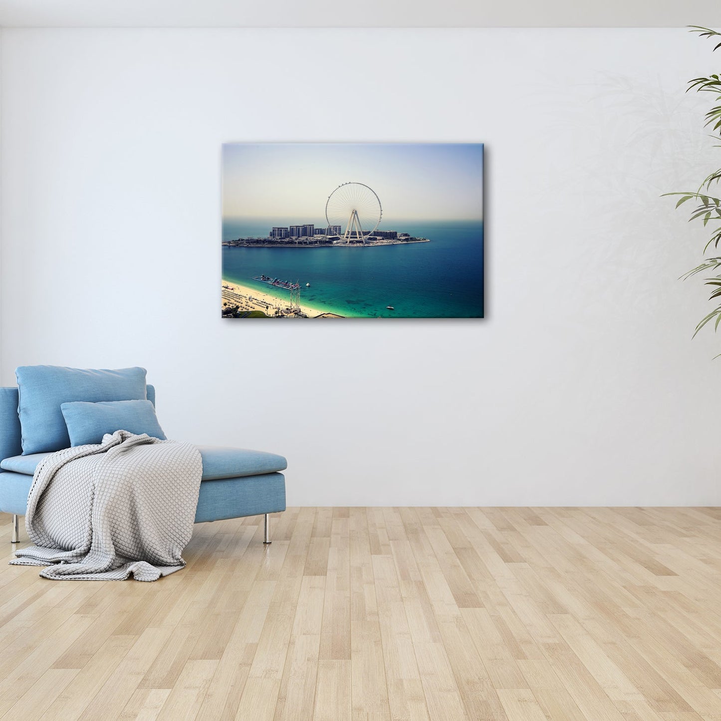 Leinwandbild Riesenrad XXL – Über türkisblauem Meer mit Küstencharme - deyoli