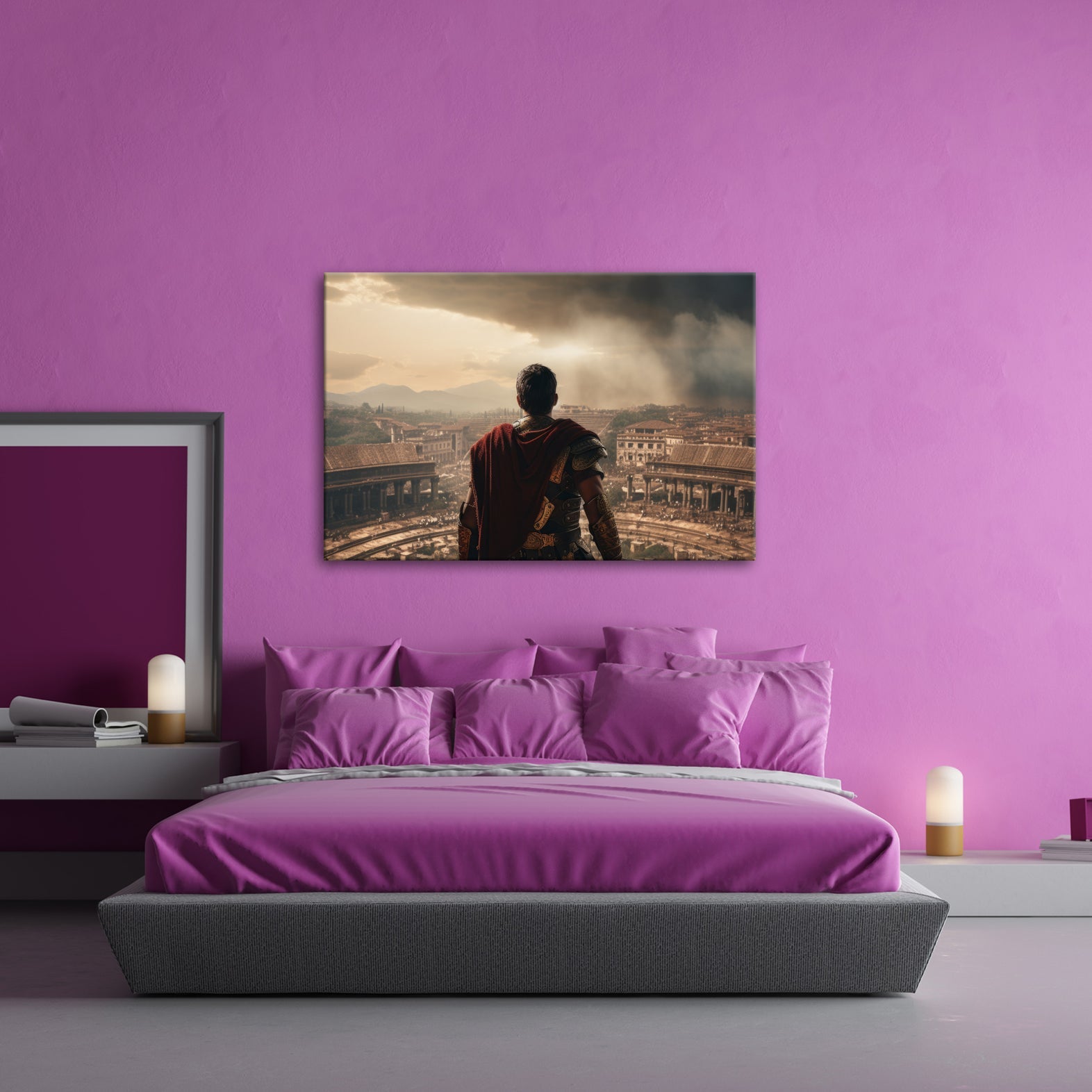 Leinwandbild Römisches Imperium Sonnenuntergang – Antike Stadt XXL Canvas - deyoli