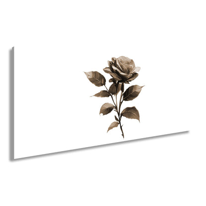 Leinwandbild Rote Rose mit dunklem Blattwerk in sanfter Lichtstimmung - deyoli