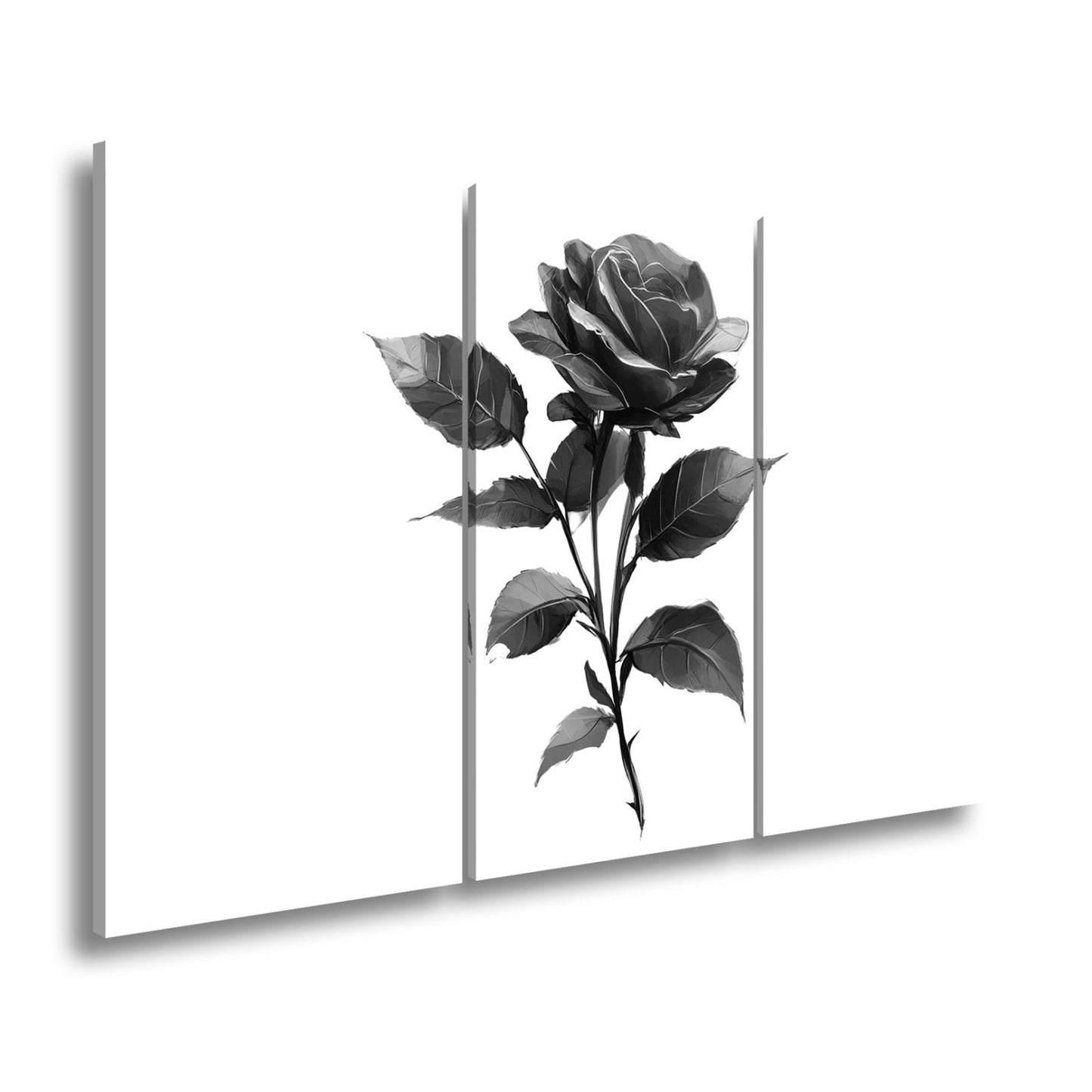 Leinwandbild Rote Rose mit dunklem Blattwerk in sanfter Lichtstimmung - deyoli