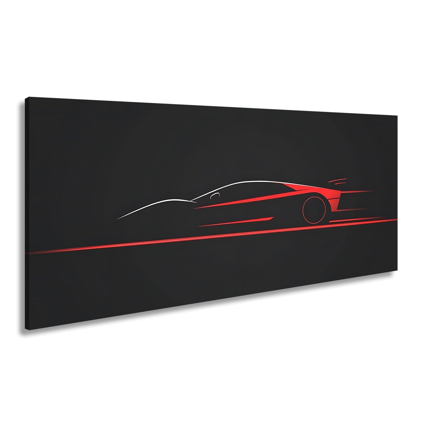 Leinwandbild Roter Blitz in minimalistischer Supersportwagen - Silhouette - deyoli