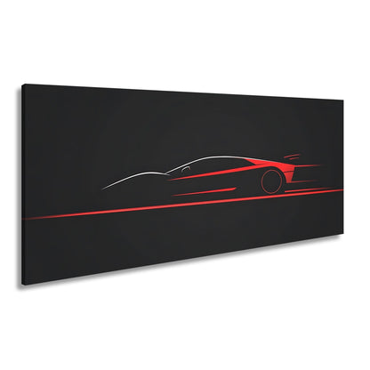 Leinwandbild Roter Blitz in minimalistischer Supersportwagen - Silhouette - deyoli