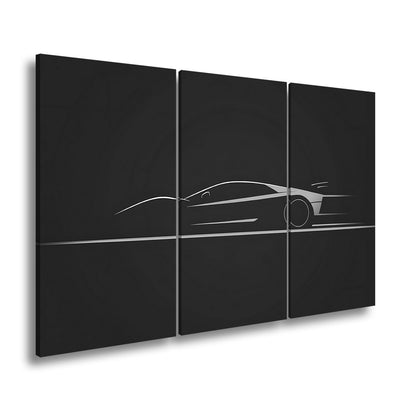 Leinwandbild Roter Blitz in minimalistischer Supersportwagen - Silhouette - deyoli