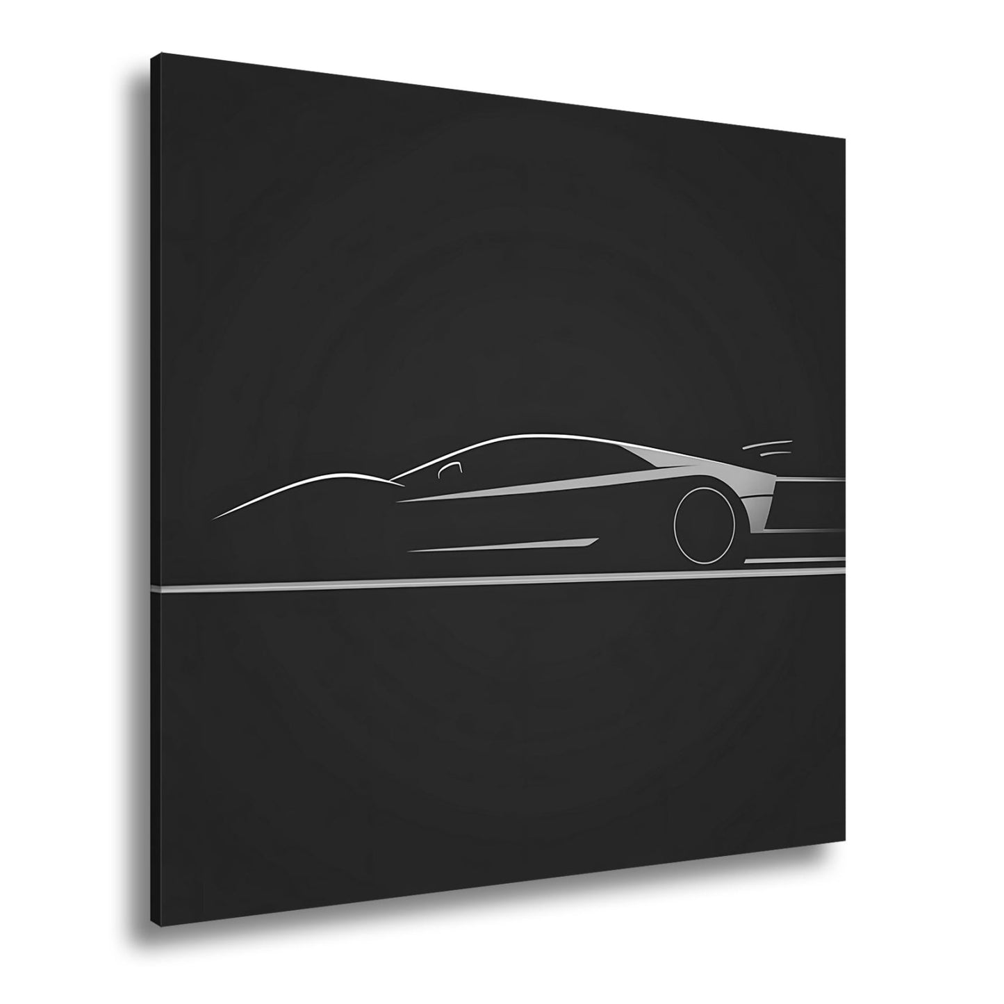 Leinwandbild Roter Blitz in minimalistischer Supersportwagen - Silhouette - deyoli