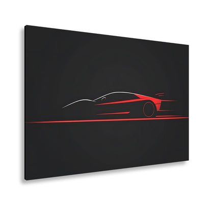 Leinwandbild Roter Blitz in minimalistischer Supersportwagen - Silhouette - deyoli