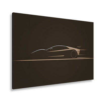 Leinwandbild Roter Blitz in minimalistischer Supersportwagen - Silhouette - deyoli