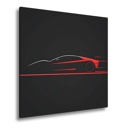 Leinwandbild Roter Blitz in minimalistischer Supersportwagen - Silhouette - deyoli