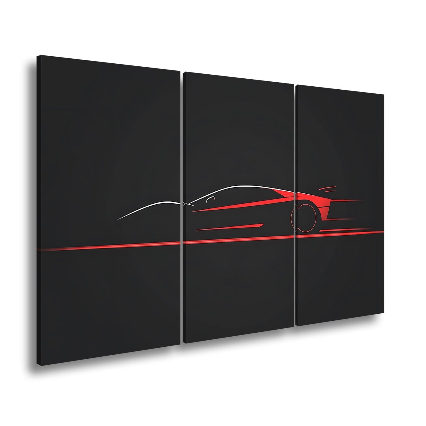Leinwandbild Roter Blitz in minimalistischer Supersportwagen - Silhouette - deyoli