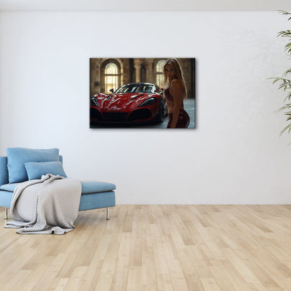 Leinwandbild Roter Flitzer – Selbstbewusste Eleganz XXL Wandbild - deyoli