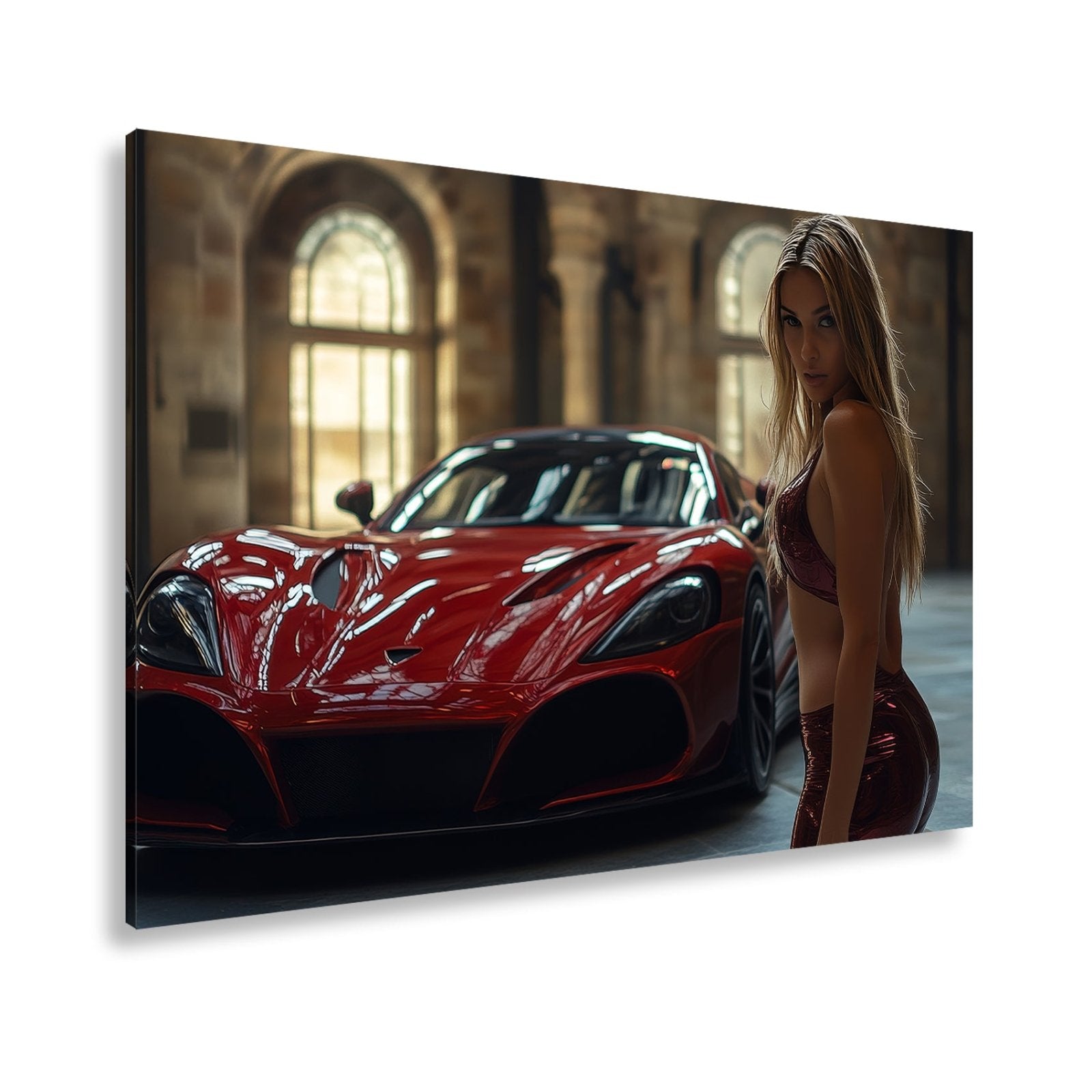 Leinwandbild Roter Flitzer – Selbstbewusste Eleganz XXL Wandbild - deyoli