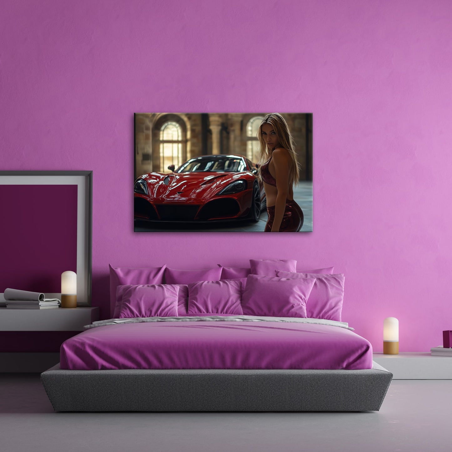 Leinwandbild Roter Flitzer – Selbstbewusste Eleganz XXL Wandbild - deyoli