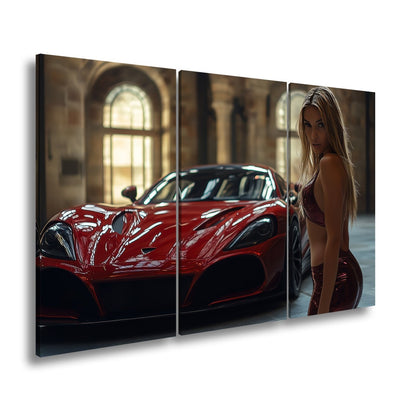 Leinwandbild Roter Flitzer – Selbstbewusste Eleganz XXL Wandbild - deyoli