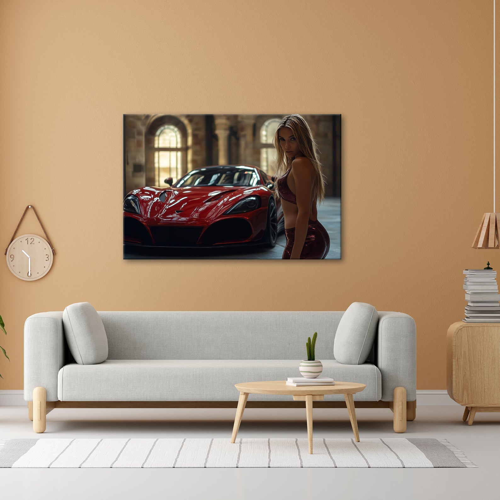 Leinwandbild Roter Flitzer – Selbstbewusste Eleganz XXL Wandbild - deyoli