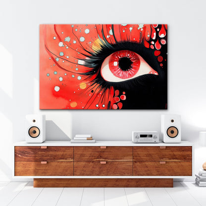 Leinwandbild Rotes Auge im Farbenrausch – Ausdruck voller Emotion - deyoli