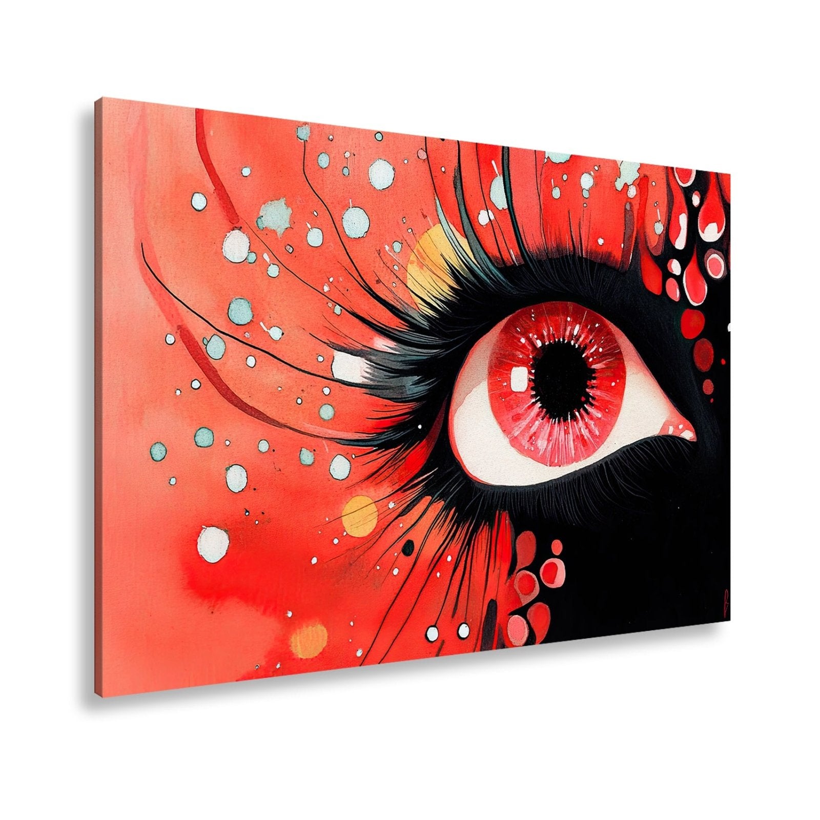 Leinwandbild Rotes Auge im Farbenrausch – Ausdruck voller Emotion - deyoli