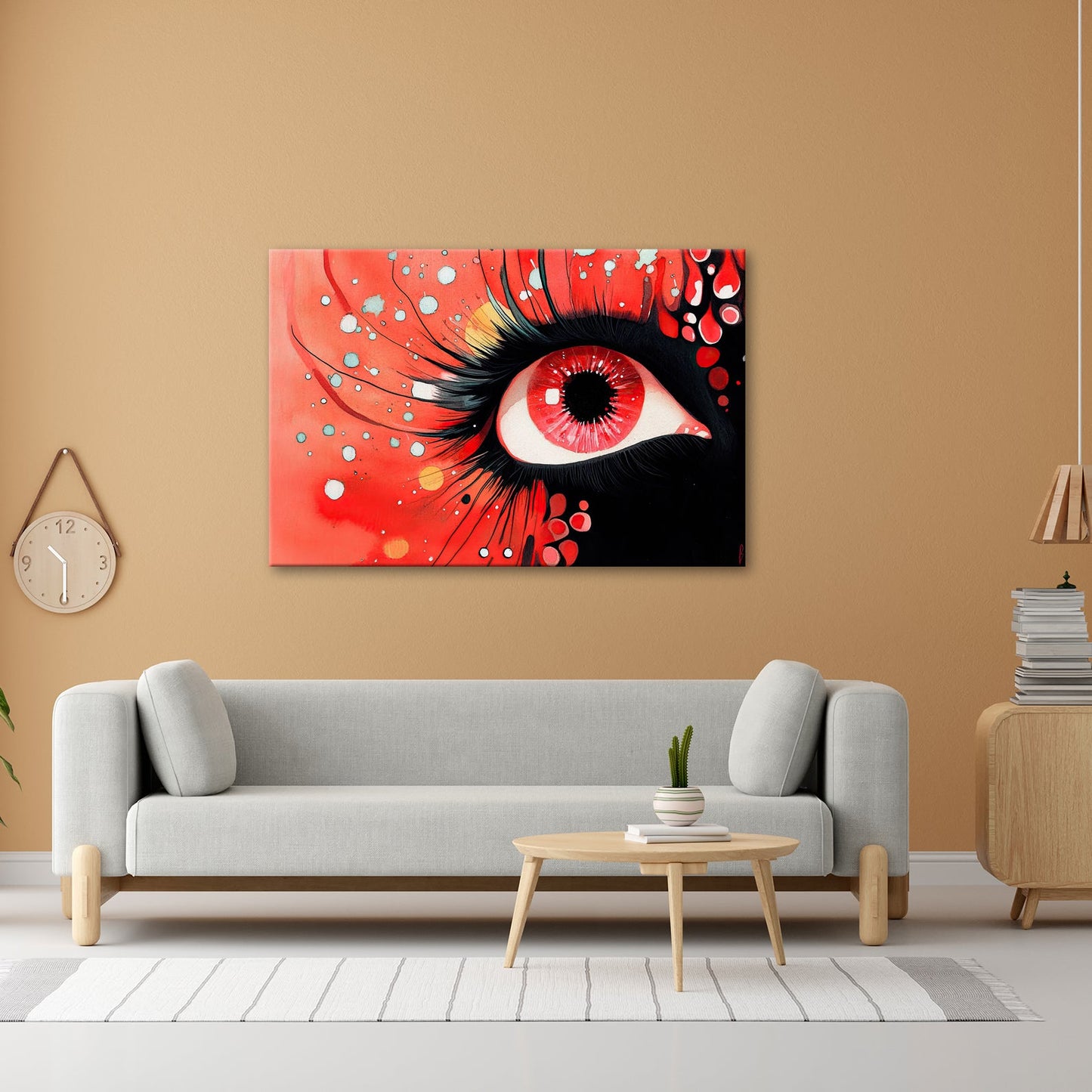 Leinwandbild Rotes Auge im Farbenrausch – Ausdruck voller Emotion - deyoli