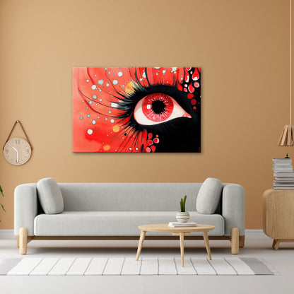 Leinwandbild Rotes Auge im Farbenrausch – Ausdruck voller Emotion - deyoli