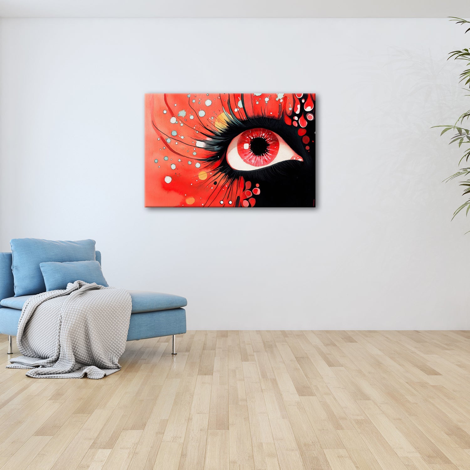 Leinwandbild Rotes Auge im Farbenrausch – Ausdruck voller Emotion - deyoli