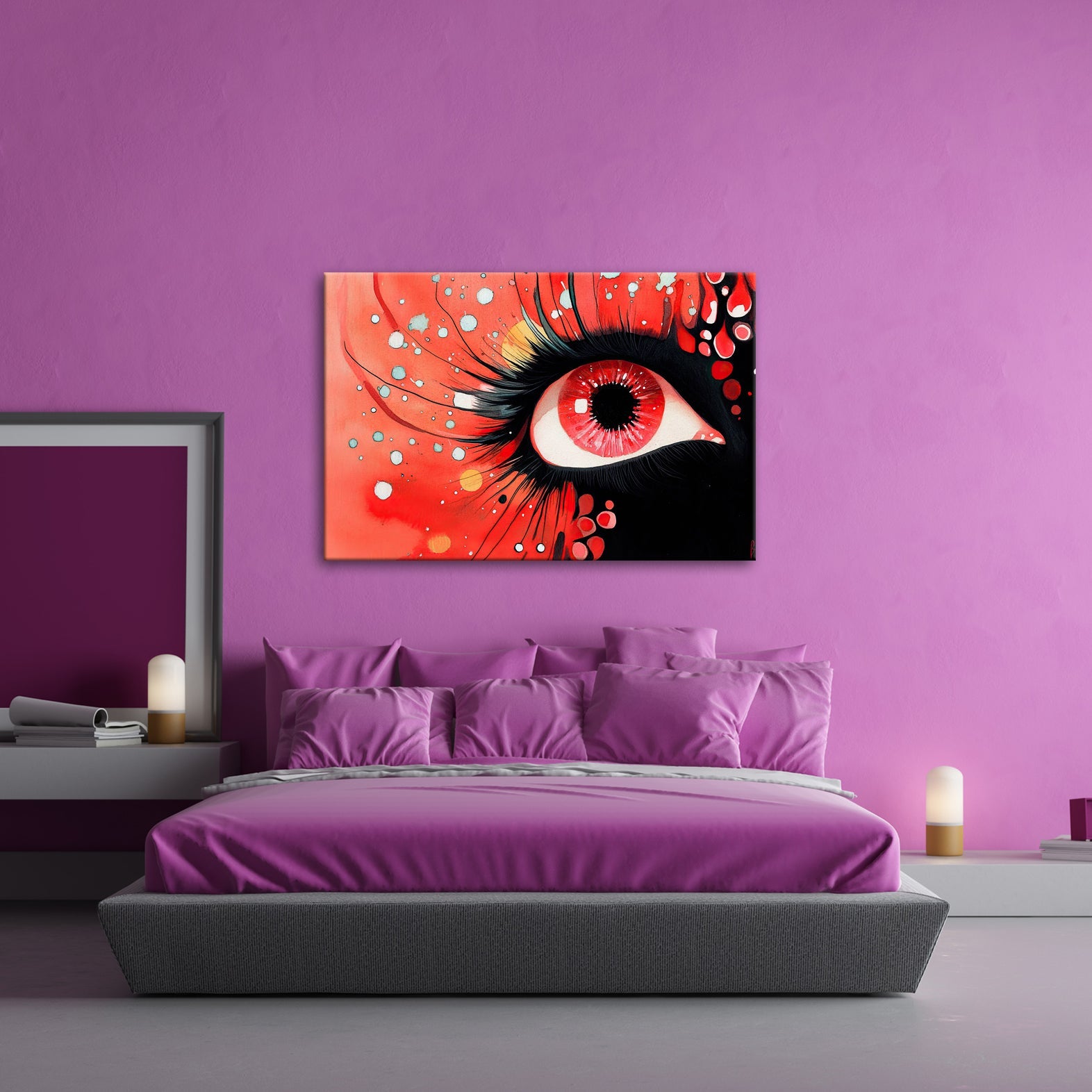 Leinwandbild Rotes Auge im Farbenrausch – Ausdruck voller Emotion - deyoli