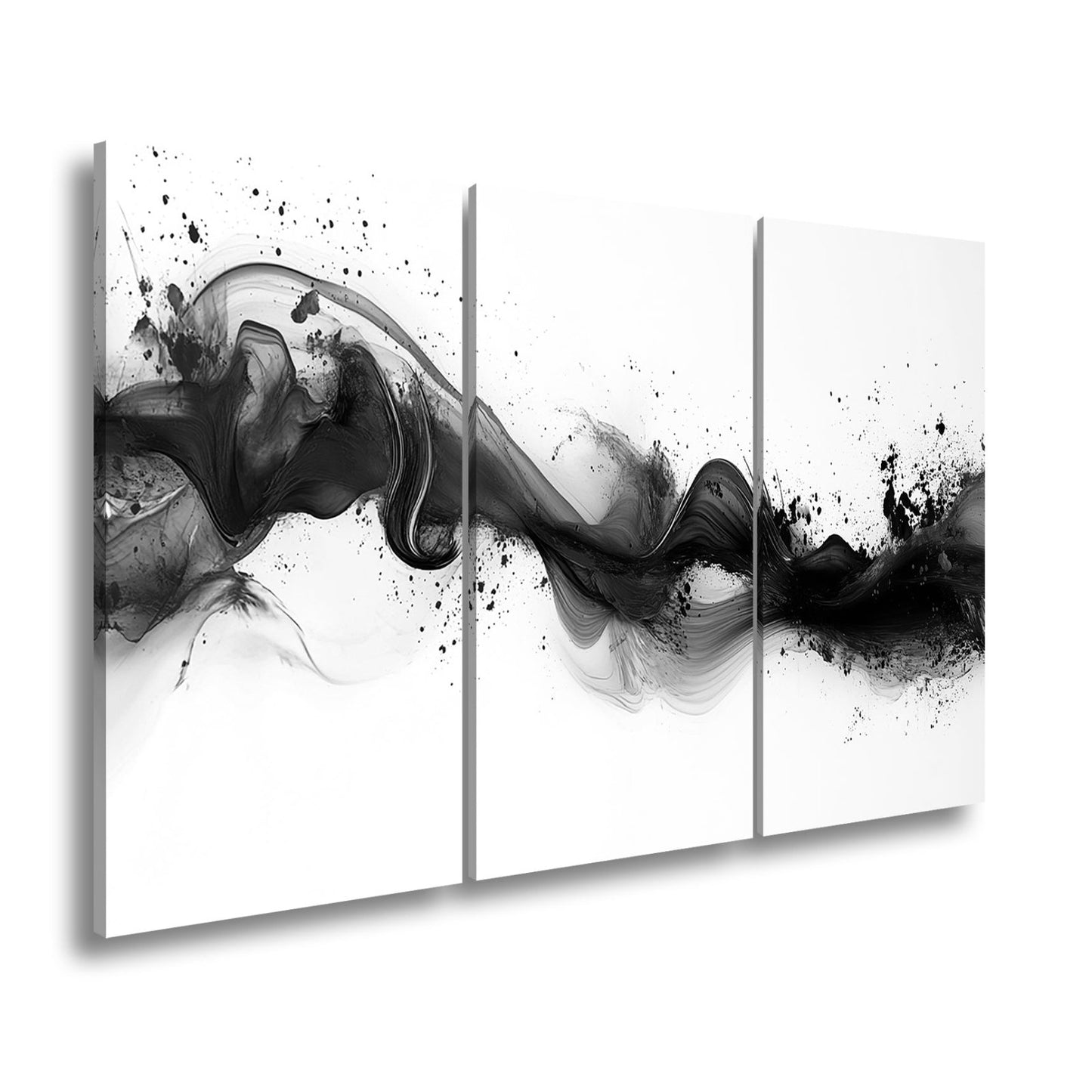Leinwandbild Rotes Feuer tanzt mit schwarzem Rauch auf weißer Leinwand. - deyoli