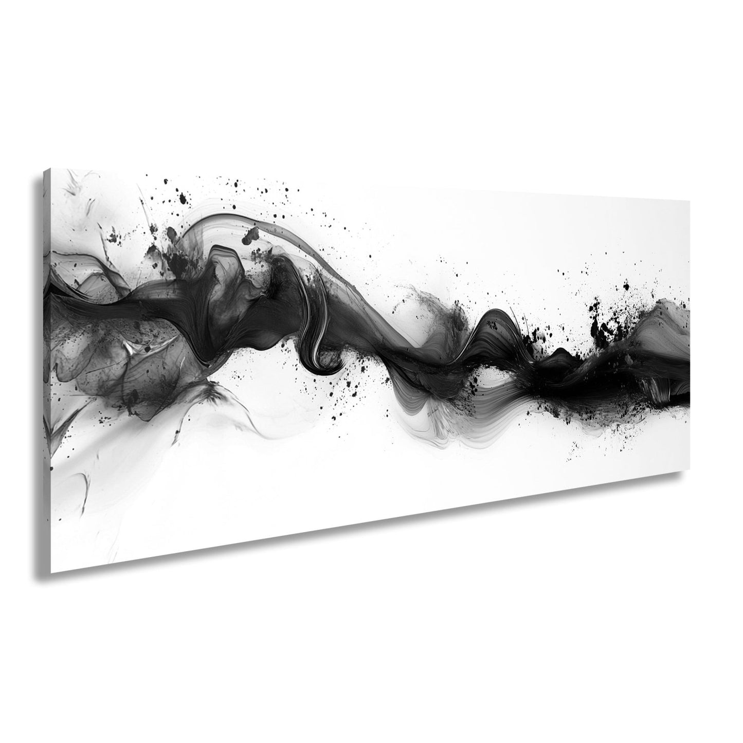 Leinwandbild Rotes Feuer tanzt mit schwarzem Rauch auf weißer Leinwand. - deyoli