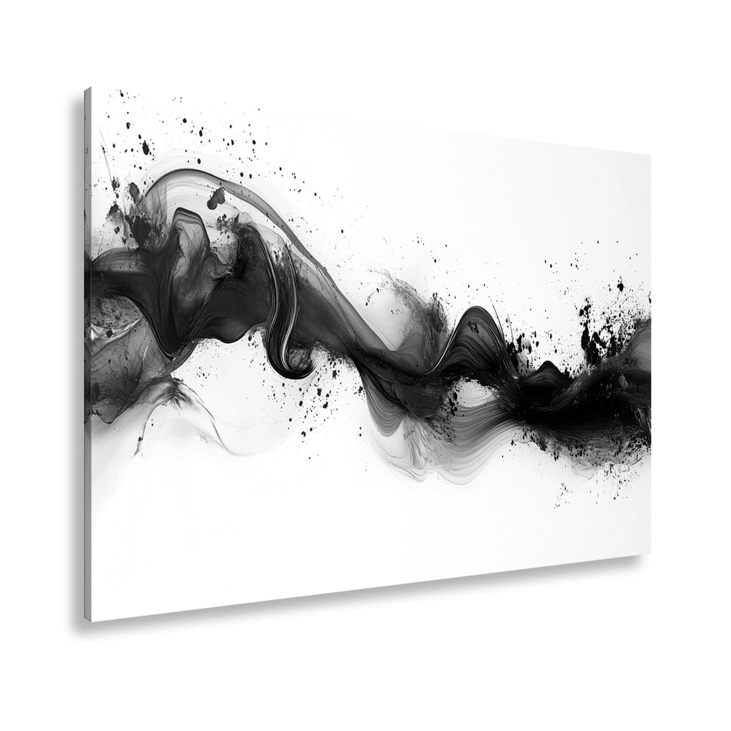 Leinwandbild Rotes Feuer tanzt mit schwarzem Rauch auf weißer Leinwand. - deyoli