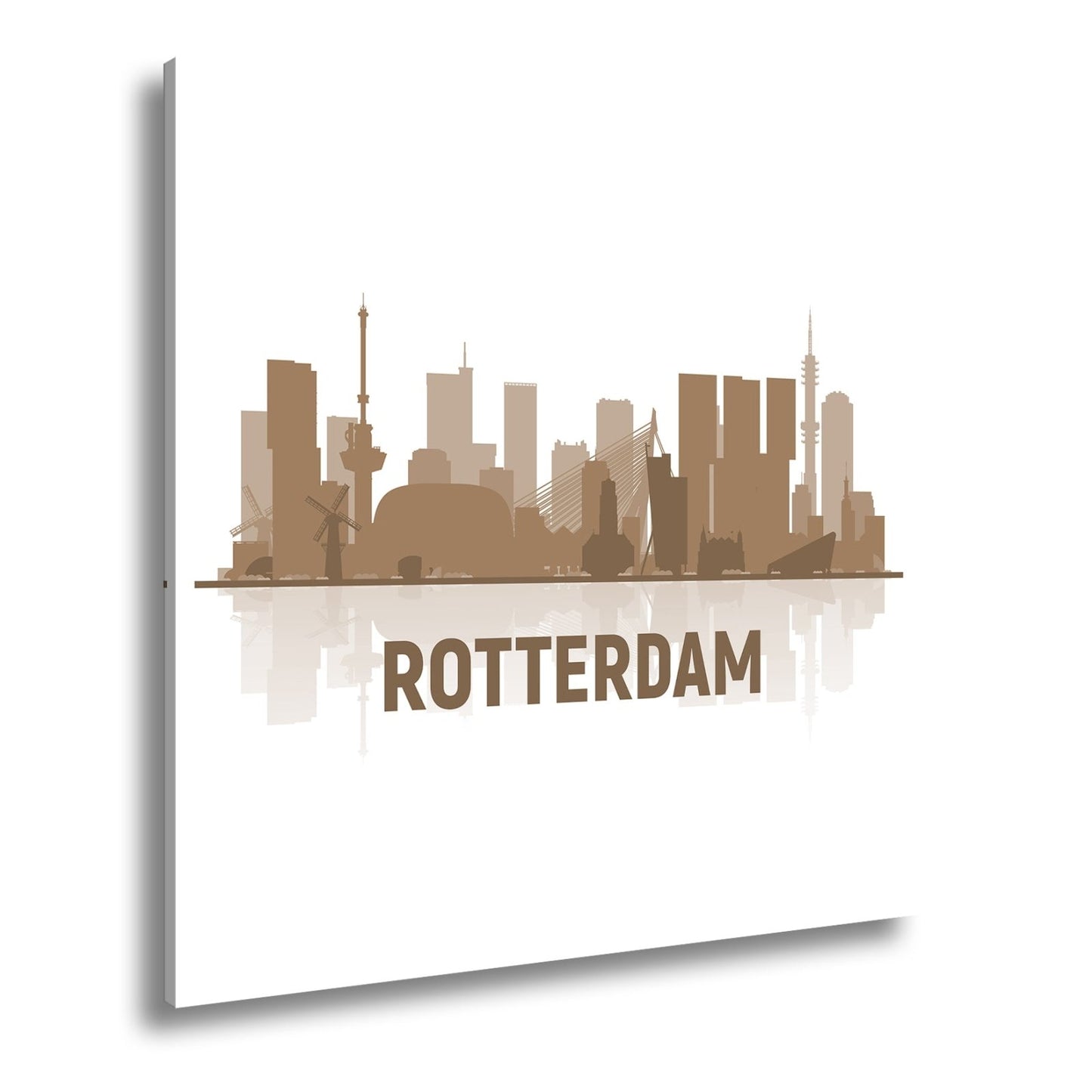 Leinwandbild Rotterdam Skyline Blau – Moderne Stadtsilhouette XXL Canvas - deyoli