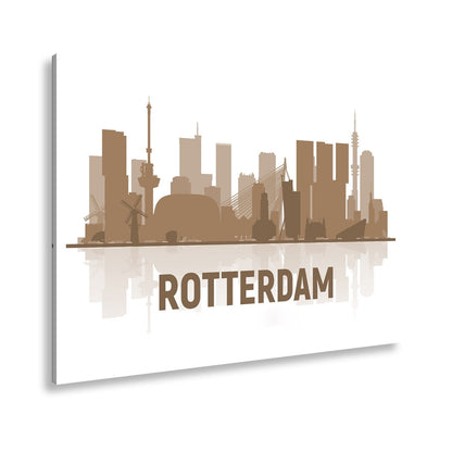 Leinwandbild Rotterdam Skyline Blau – Moderne Stadtsilhouette XXL Canvas - deyoli