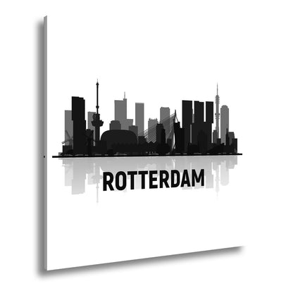 Leinwandbild Rotterdam Skyline Blau – Moderne Stadtsilhouette XXL Canvas - deyoli