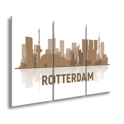 Leinwandbild Rotterdam Skyline Blau – Moderne Stadtsilhouette XXL Canvas - deyoli